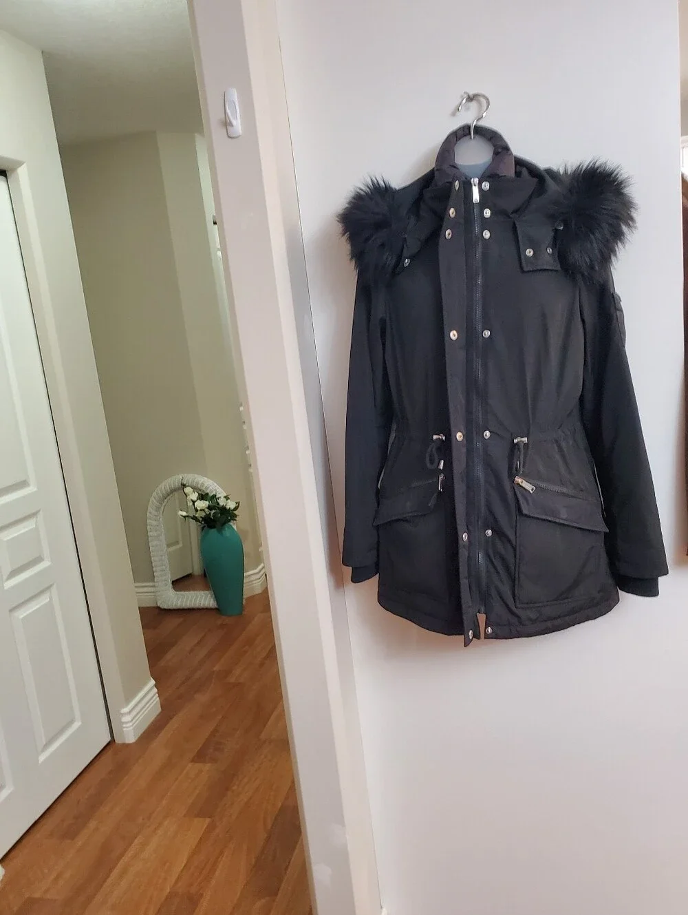 London Fog Black Hooded Parka Small - Picture 8 of 12